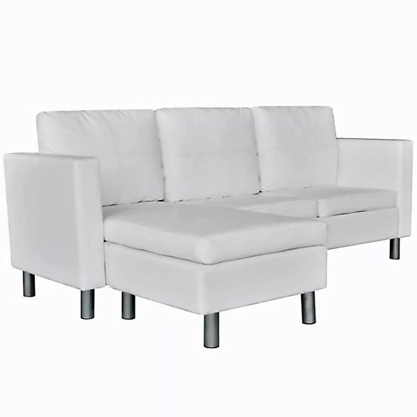 vidaXL Sofa L-förmiges Sofa 3-Sitzer Kunstleder Weiß günstig online kaufen