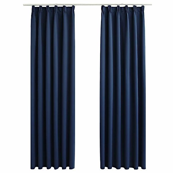 vidaXL Verdunkelungsvorhänge mit Haken 2 Stk Blau 140x225cm günstig online kaufen