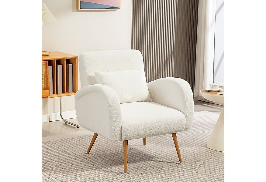 HOMCOM Relaxsessel Fleece-Bezug (gepolsterter Armlehnstuhl mit Lendenkissen günstig online kaufen