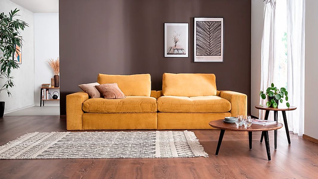 alina Big-Sofa »Sandy«, 266 cm breit und 123 cm tief, in modernem Cordstoff günstig online kaufen