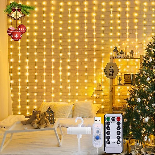 Qualra LED-Lichtervorhang 100/200/300LEDs 8 Modi Lichtervorhang günstig online kaufen