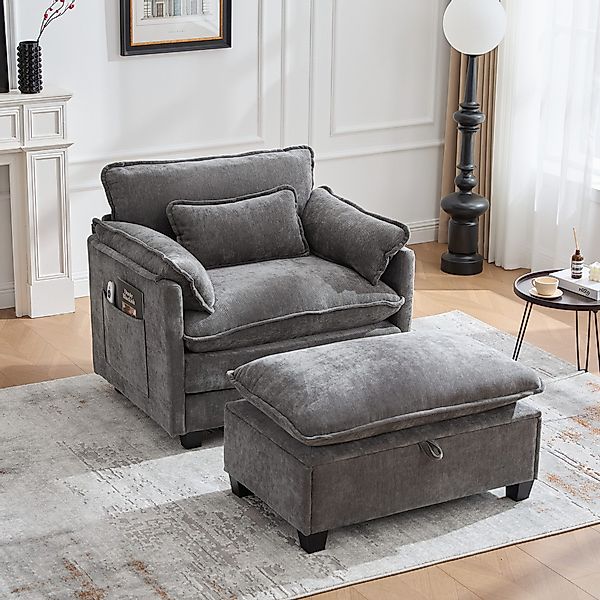 STILVORA Loungesessel Einzelsofa mit Hocker,Relaxsessel Liegestuhl günstig online kaufen