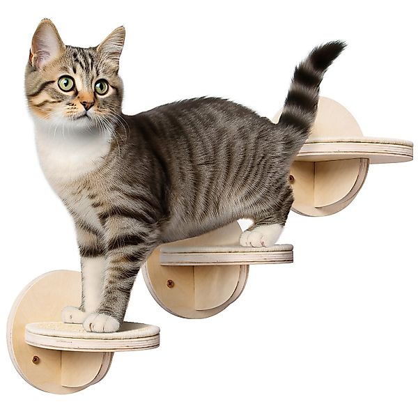 Navaris Kratzpappe Katzen Kletterwand 3-Teilig - Katzentreppe für die Wand, günstig online kaufen