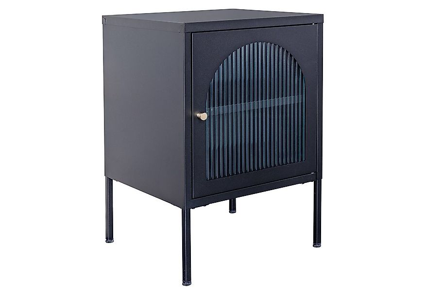 riess-ambiente Nachttisch PARIS 60cm schwarz / transparent - Metall, Riffel günstig online kaufen
