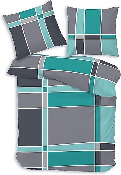 soma Bettwäsche Bettbezug 135x200 80x80 kariert gestreift Karo blau bieber günstig online kaufen