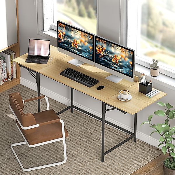 HOMCOM Schreibtisch Klappbar Computertisch Bürotisch mit Modern-Design, Met günstig online kaufen