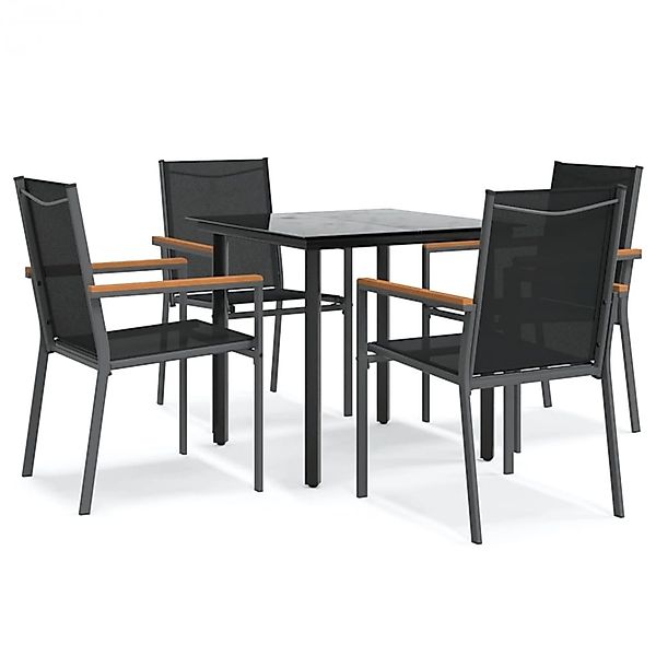 vidaXL 5-Tlg Garten-Essgruppe Schwarz Textilene und Stahl 3187042 günstig online kaufen