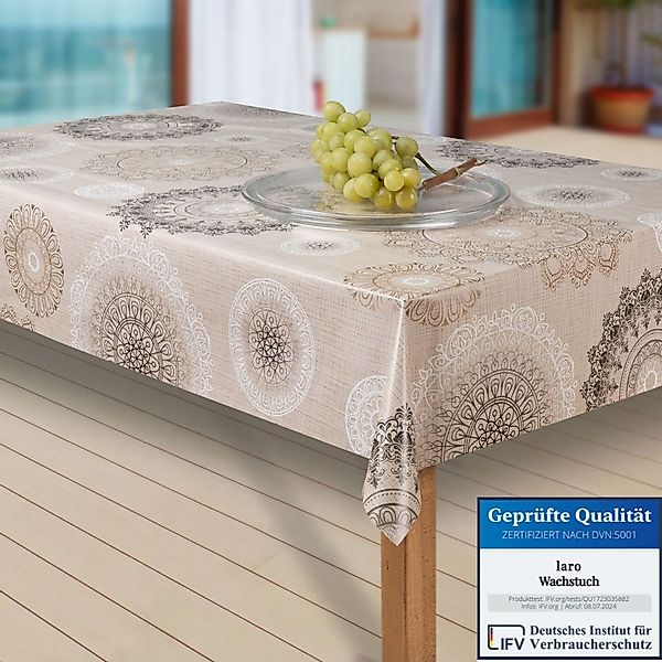 laro Tischdecke Wachstuch-Tischdecken Abwaschbar Mandala beige günstig online kaufen