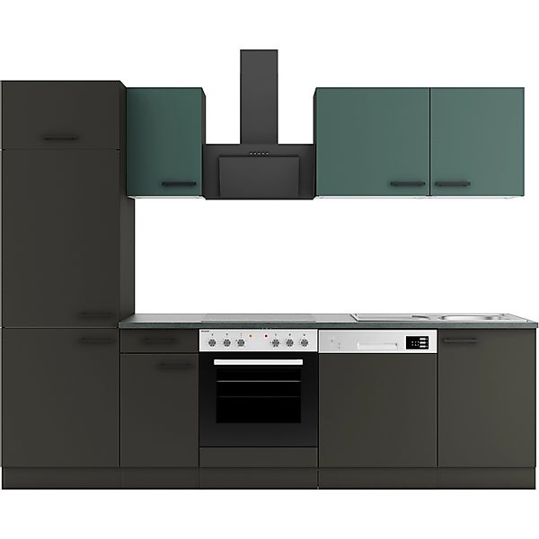 OPTIFIT Verona405/Madrid420 Küchenzeile 270 cm Steingrün / Anthrazit günstig online kaufen
