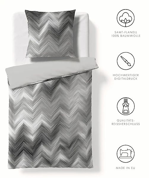 fleuresse Wendebettwäsche »Valencia« 3 Stk. tlg. kuschelweicher Flanell mit günstig online kaufen