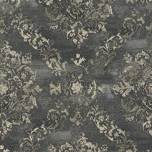 PROFHOME 387074-GU Barock Tapete Romantisch Anthrazit Gold Schwarz-Grau 0,5 günstig online kaufen