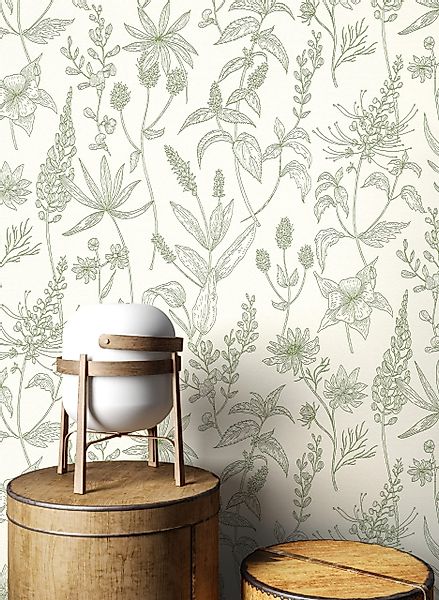 Newroom Vliestapete, Weiß Tapete Modern Blumen günstig online kaufen