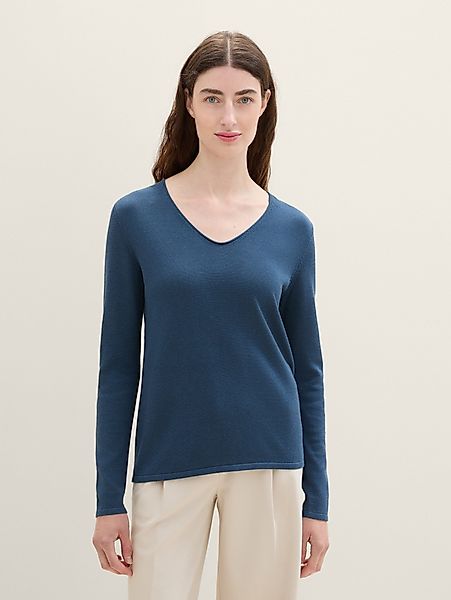 TOM TAILOR Strickpullover Strickpullover mit V-Ausschnitt günstig online kaufen