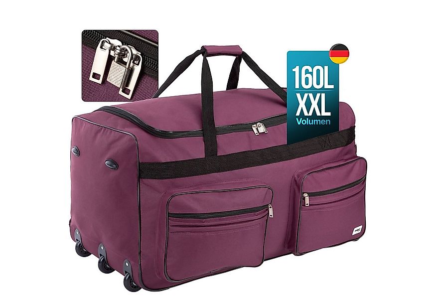 monzana Reisetasche, mit Rollen 160L Trolley Teleskopgriff Violett Groß XXL günstig online kaufen