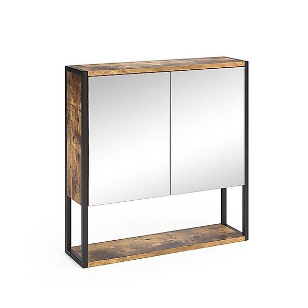 Vicco Badspiegelschrank Fyrk Eiche Rustikal/Schwarz 60 x 60 cm günstig online kaufen
