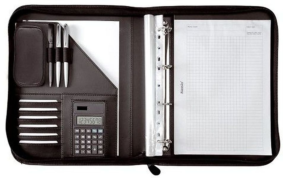 Alassio® Schreibmappe Ringbuchmappe Riccione A4 FineTouch Lederimitat schwa günstig online kaufen