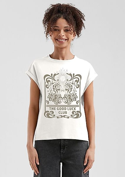 QS Kurzarmshirt T-Shirt Baumwollshirt mit überschnittener günstig online kaufen