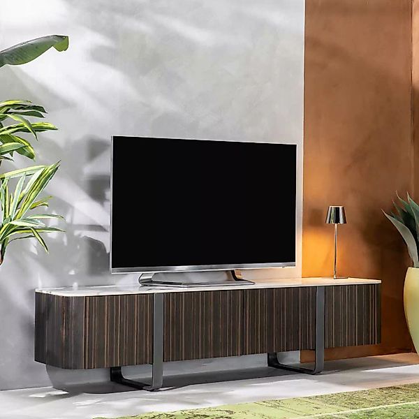 TV Bank Ebenholz Furnier in modernem Design 180 cm breit günstig online kaufen