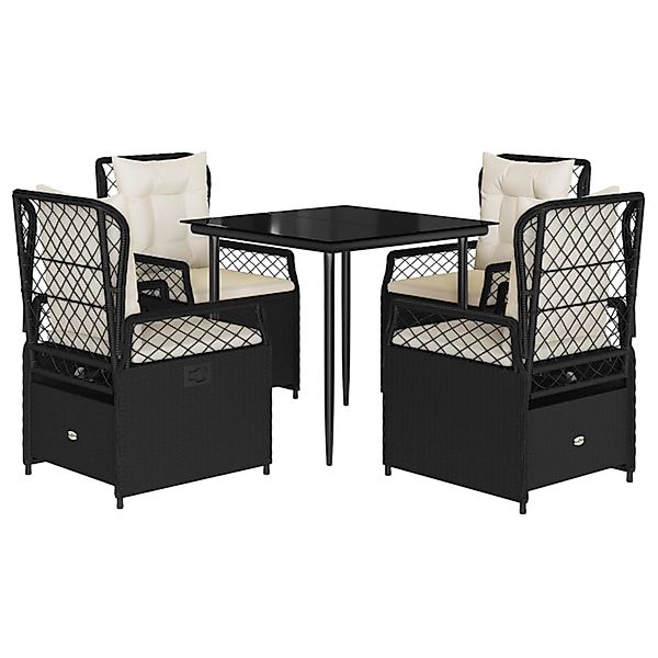 vidaXL 5-Tlg Garten-Essgruppe mit Kissen Schwarz Poly Rattan 3262958 günstig online kaufen