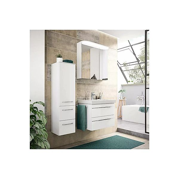 Badezimmer Set, Waschtisch mit Spiegelschrank und Midischrank, LED Beleucht günstig online kaufen