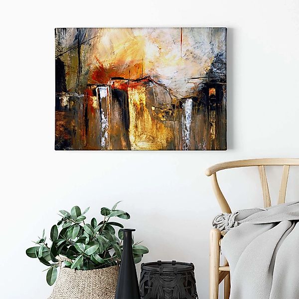 Bricoflor Abstraktes Leinwand Bild In Orange Und Braun Kunstdruck Leinwandb günstig online kaufen