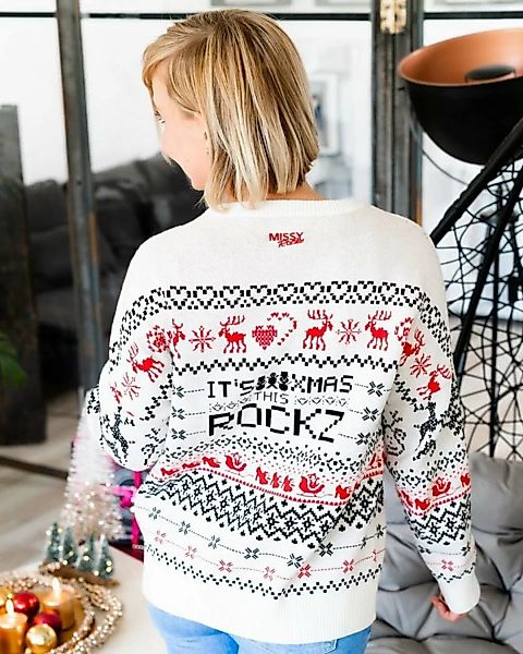 Missy Rockz Weihnachtssweatshirt X-MAS ROCKZ Sweater white / multicolor günstig online kaufen