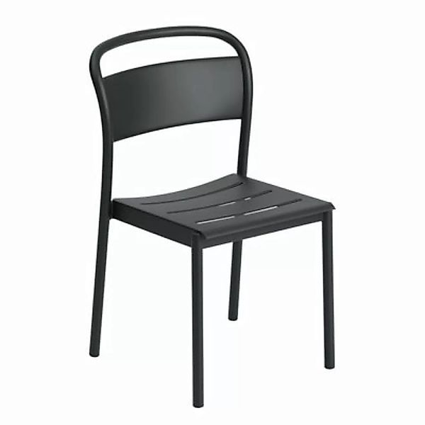 Stapelbarer Stuhl Linear metall schwarz / Stahl - Muuto - Schwarz günstig online kaufen