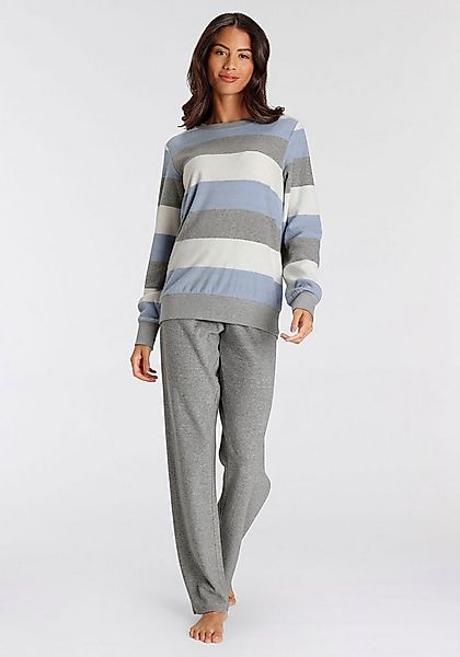 Vivance Dreams Pyjama (2 tlg) aus weichem Frottée und mit Colorblock Streif günstig online kaufen