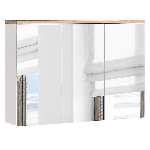 Lomadox Spiegelschrank SOLNA-56 100cm, weiß mit Wotaneiche, B x H x T ca. 1 günstig online kaufen