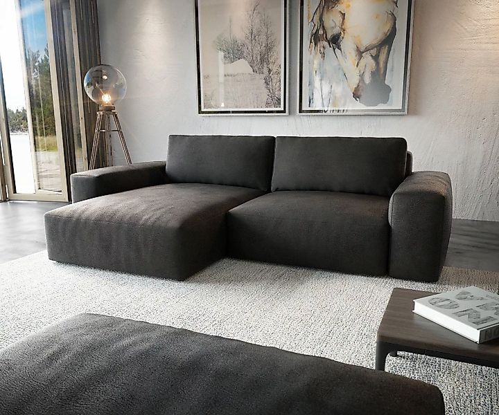Ecksofa Lanzo XL 270x180 cm Lederimitat Vintage Anthrazit Recamiere variabe günstig online kaufen