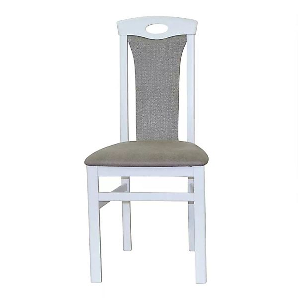 2 Esszimmer Stühle in Weiß Bezug Hellgrau (2er Set) günstig online kaufen
