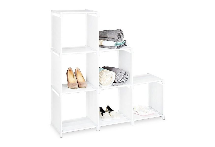 relaxdays Stufenregal mit 6 Fäch, weiß günstig online kaufen