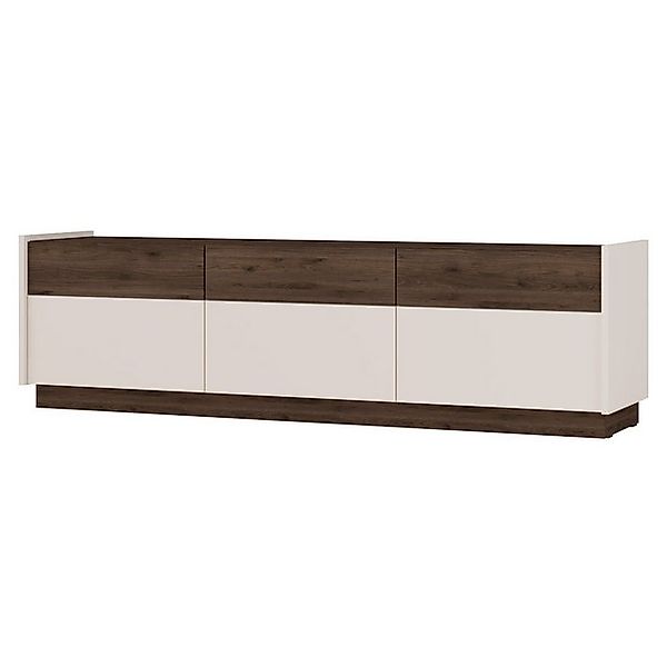 Selsey TV-Schrank KOBBE mit Schubladen, Beige / Holzoptik Nussbaum Okapi günstig online kaufen