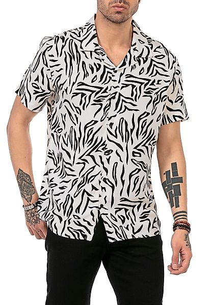 RedBridge Kurzarmhemd mit Zebra-Print – Reverskragen, günstig online kaufen