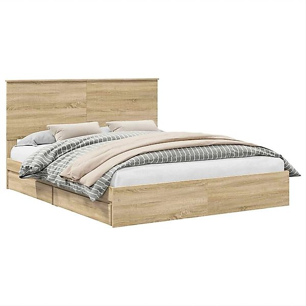 vidaXL Stauraumbett Sonoma-Eiche 160 x 200 cm Holzwerkstoff 3411189 günstig online kaufen