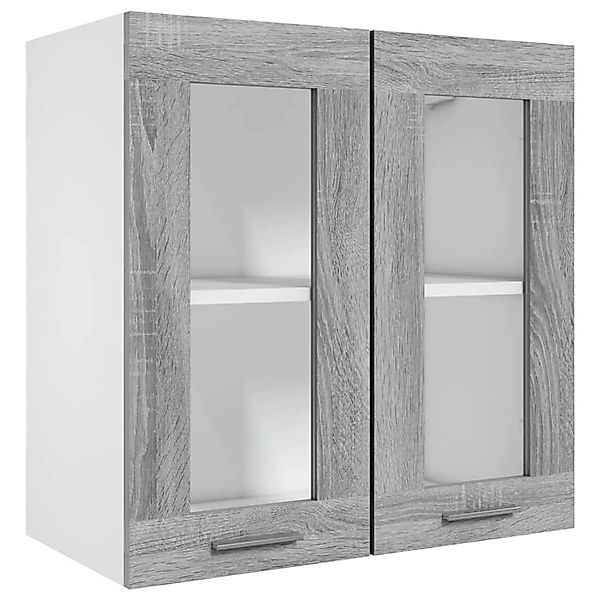 vidaXL Hängeschrank Wandhängeschrank Glas Grau Sonoma günstig online kaufen