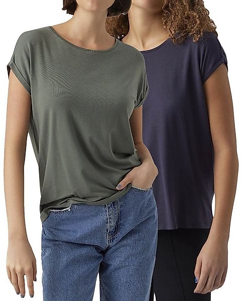 Vero Moda T-Shirt Stilvolles Basic Shirt mit Rundhalsausschnitt (2er-Pack) günstig online kaufen