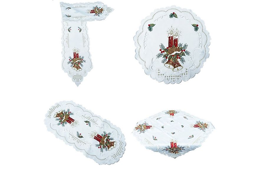 Westernlifestyle Tischläufer 2 rote Kerzen auf weißem Grund günstig online kaufen