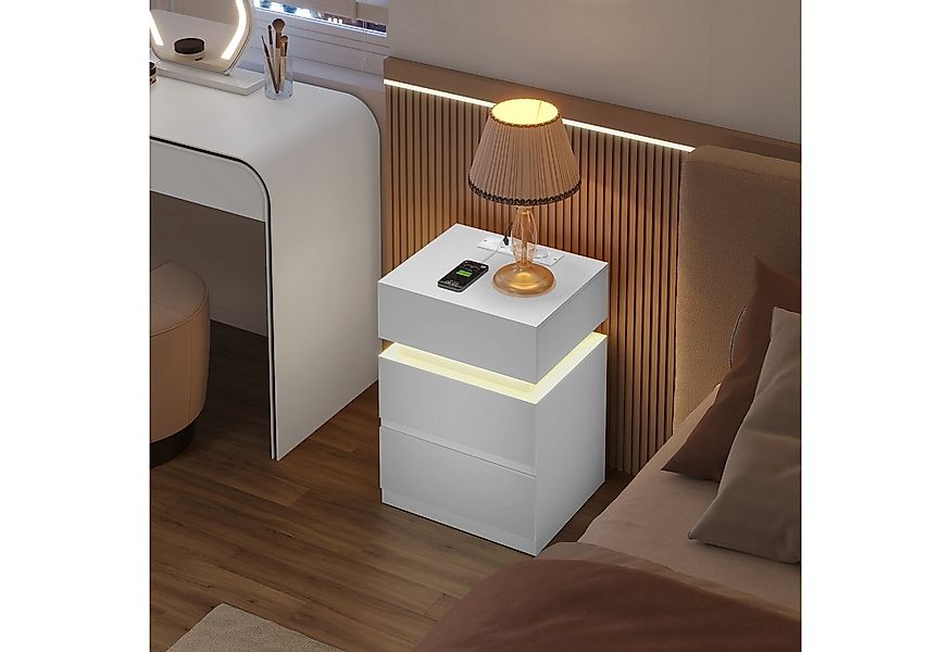 Woltu Nachttisch (1-St), Nachtschrank mit integrierter Steckdosenleiste, we günstig online kaufen