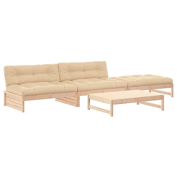 vidaXL 4-tlg Garten-Lounge-Set mit Kissen Massivholz Modell 4 günstig online kaufen