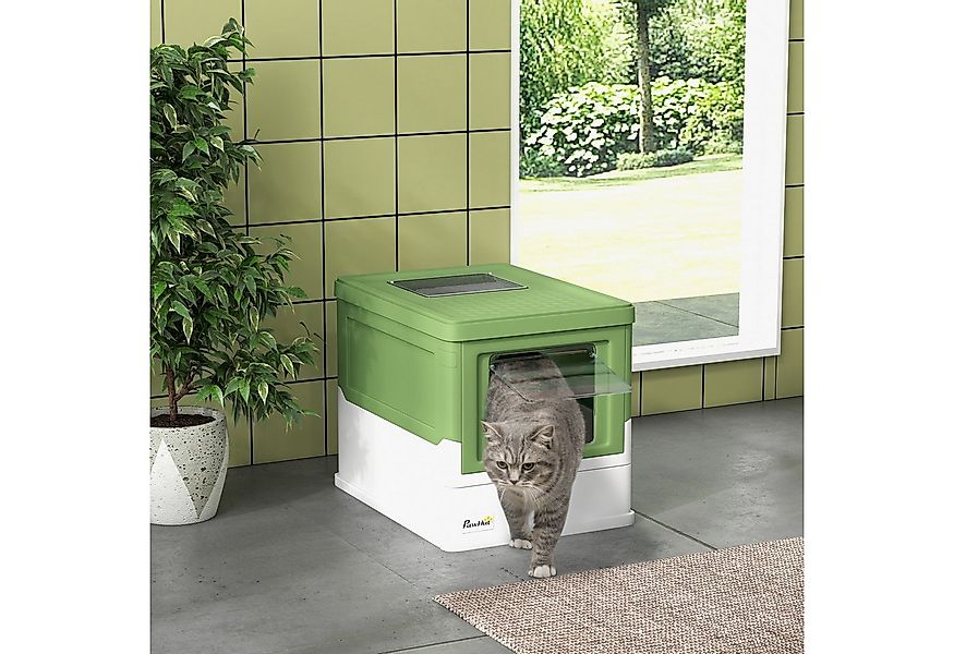PawHut Katzentoilette mit Deckel inkl. Schaufel, ausziehbares Tablett, Katz günstig online kaufen