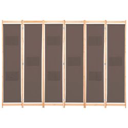 6-teiliger Raumteiler Braun 240 X 170 X 4 Cm Stoff günstig online kaufen