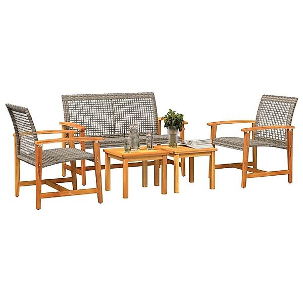vidaXL Sofaelement 5-tlg. Garten-Lounge-Set Grau Poly günstig online kaufen
