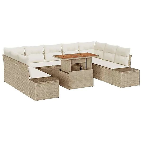 vidaXL Garten Essgruppe mit Kissen 10-Tlg Beige und Creme 3350008 günstig online kaufen
