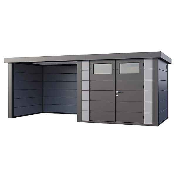 Gerätehaus Classico 2724 mit Lounge S Links 552 cm x 238 cm Hellgrau günstig online kaufen