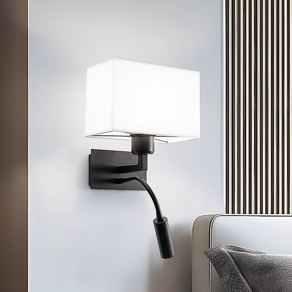 Wandlampe Harry, eckig, schwarz/schwarz/weiß günstig online kaufen