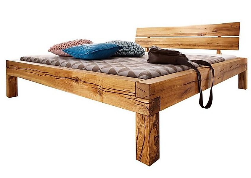 Massivmoebel24 Massivholzbett (Balkenbett Wildeiche 180x200x85 natur geölt günstig online kaufen