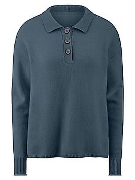 Polo-Pullover Kaschmir Peter Hahn blau günstig online kaufen