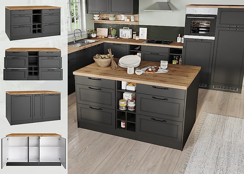 KOCHSTATION Kücheninsel "KS-Lana, Breite 153 cm" MDF-Fronten, Arbeitsplatte günstig online kaufen