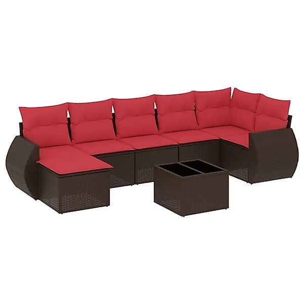 vidaXL 8-Tlg Gartensofa-Set mit Kissen Braun Polyrattan 3221693 günstig online kaufen